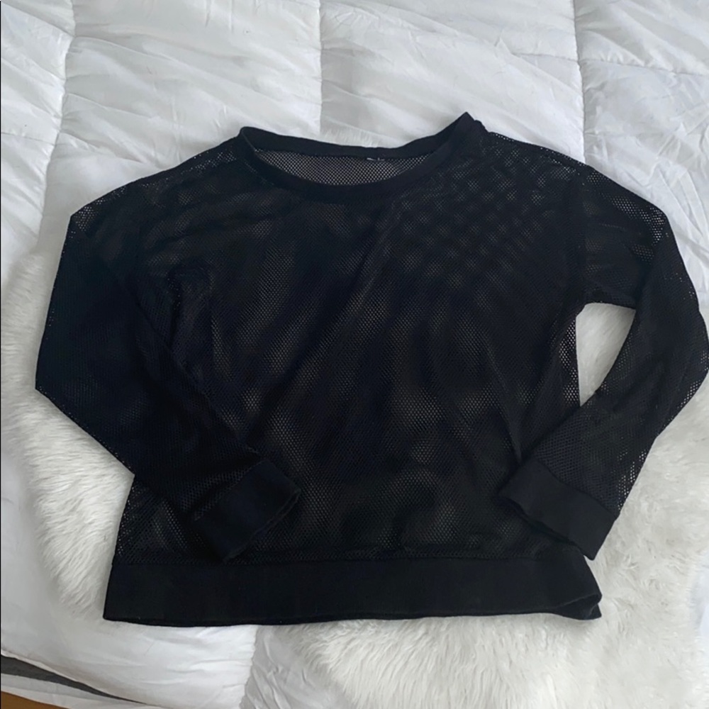 Wide neck mesh top